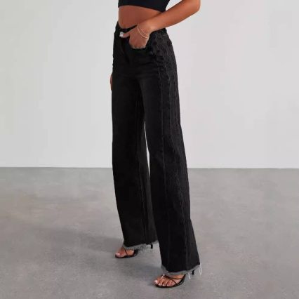 Women’S Washed Loose Straight Wide-Leg Jeans