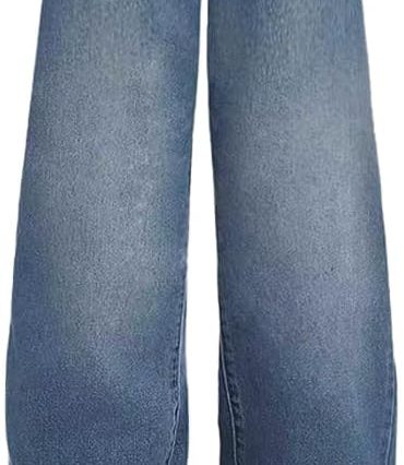 Tween Girls Wide Leg Jeans - Zipper Fly and Pockets, Elastic Waistband Cute Baggy Denim Pants for Girls Clothing