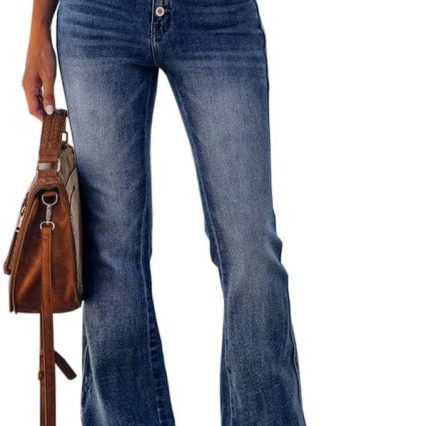 Women High Waisted Jeans Stretch Boyfriend Flare Casual Bootcut Denim Pants