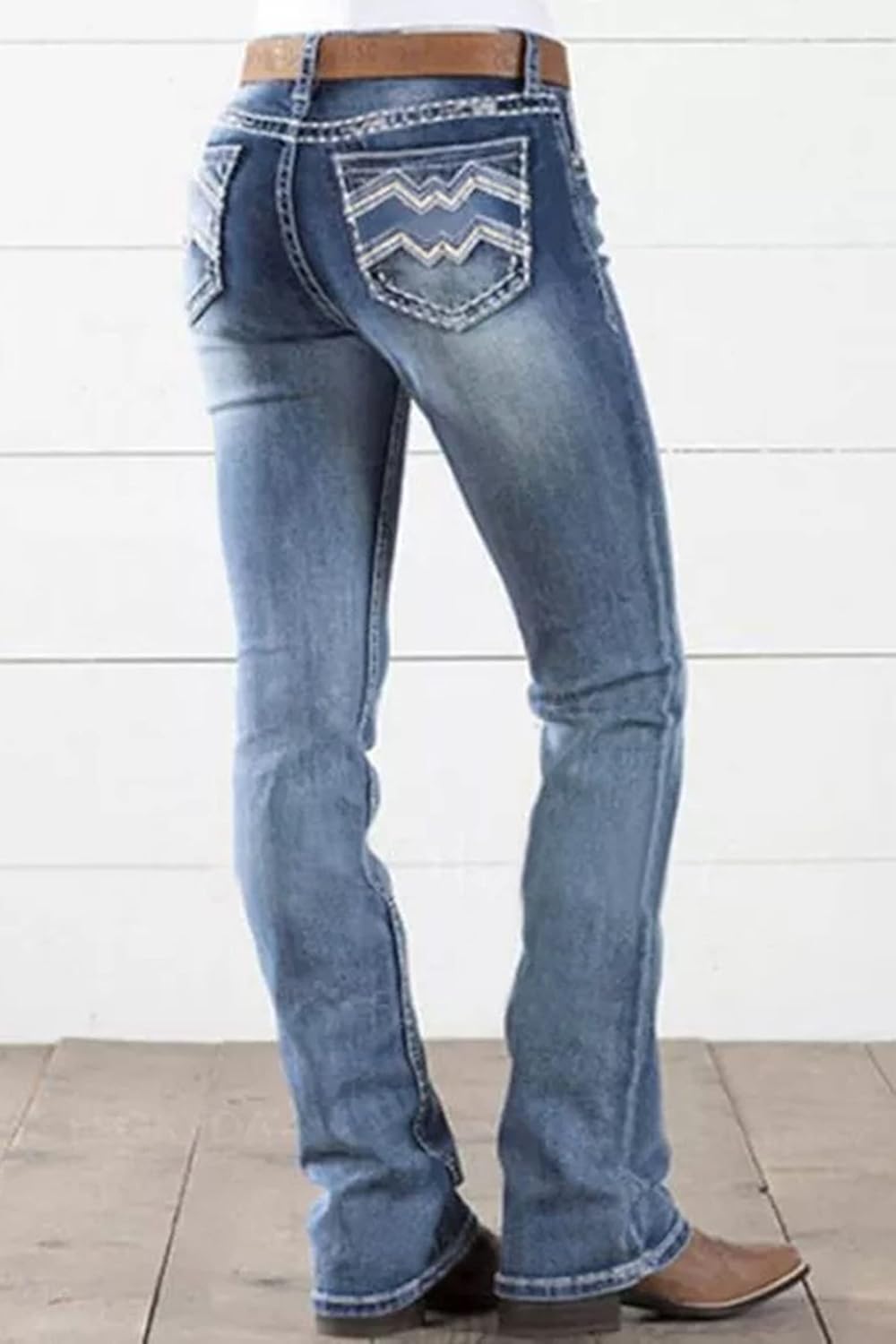 Women Jeans 90s Mid Rise Bootcut High Stretch Boot Cut Denim Pants Pantalones De Mujer - Image 2