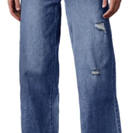 Women High Waist Baggy Jeans Wide Leg Casual Petite 2025 8 Points Length Stretch Denim Pants