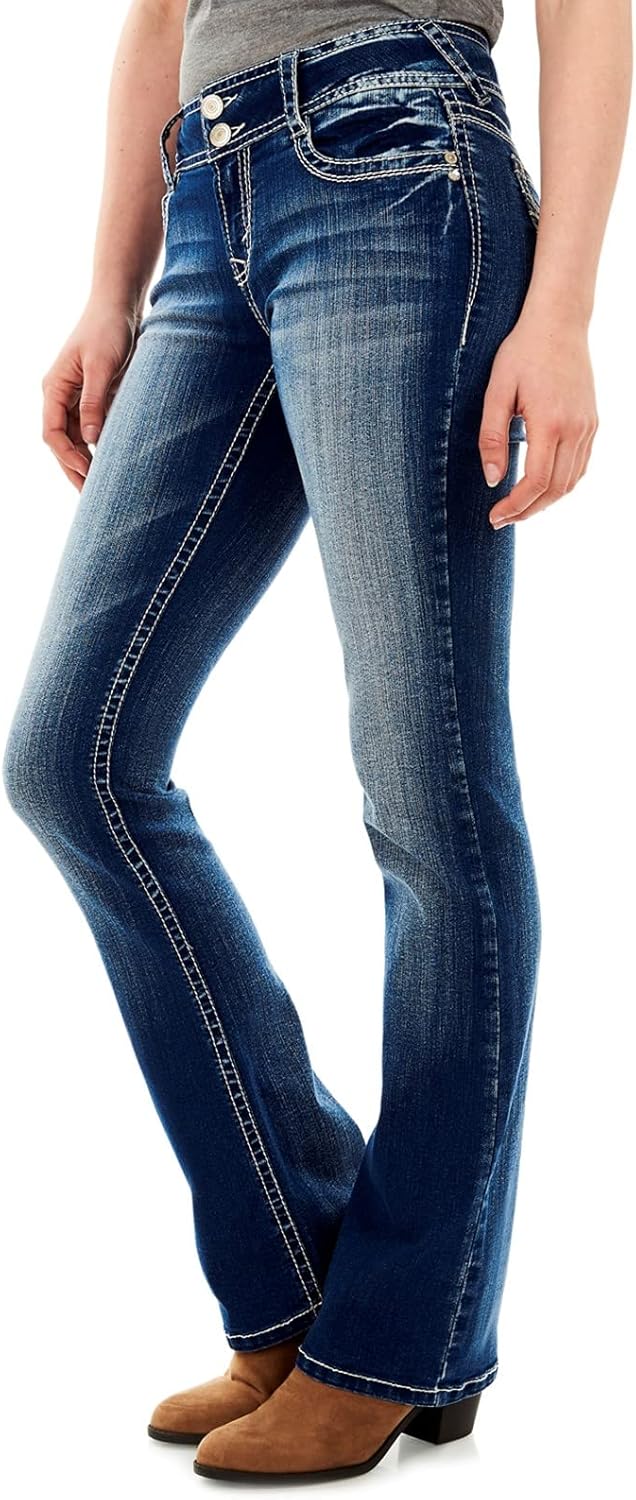 Luscious Curvy Bootcut Jeans for Women Mid-Rise Denim in Petite, Midsize, Plus Size, Juniors Jeans