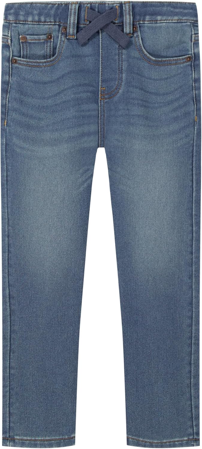 Boys' Pull-on Stretch Denim Jeans, 5-Pocket Style & Drawstring Closure