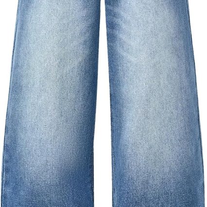 Jeans for Girls Baggy Wide Leg Cute Bow High Elastic Waisted Denim Pants Y2K Boyfriend Skater Streetwear 7-14Y