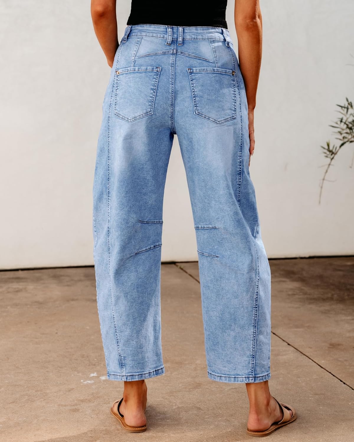 Jeans for Women Trendy High Waisted Wide Leg Baggy Cropped Relax Fit Stretch Denim Trouser Ankle Pants - Image 2