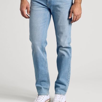 Light Indigo Wash Straight Authentic Denim Jeans